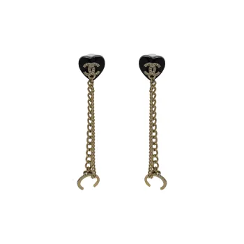 CHANEL Earrings Women's Black/Gold