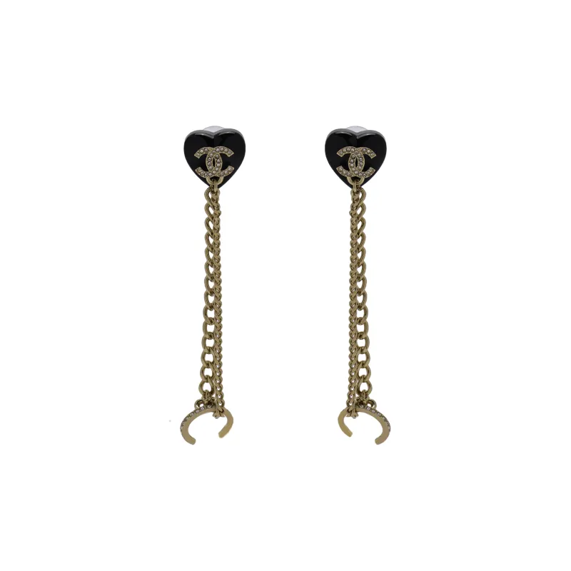 CHANEL Earrings Women's Black/Gold-0