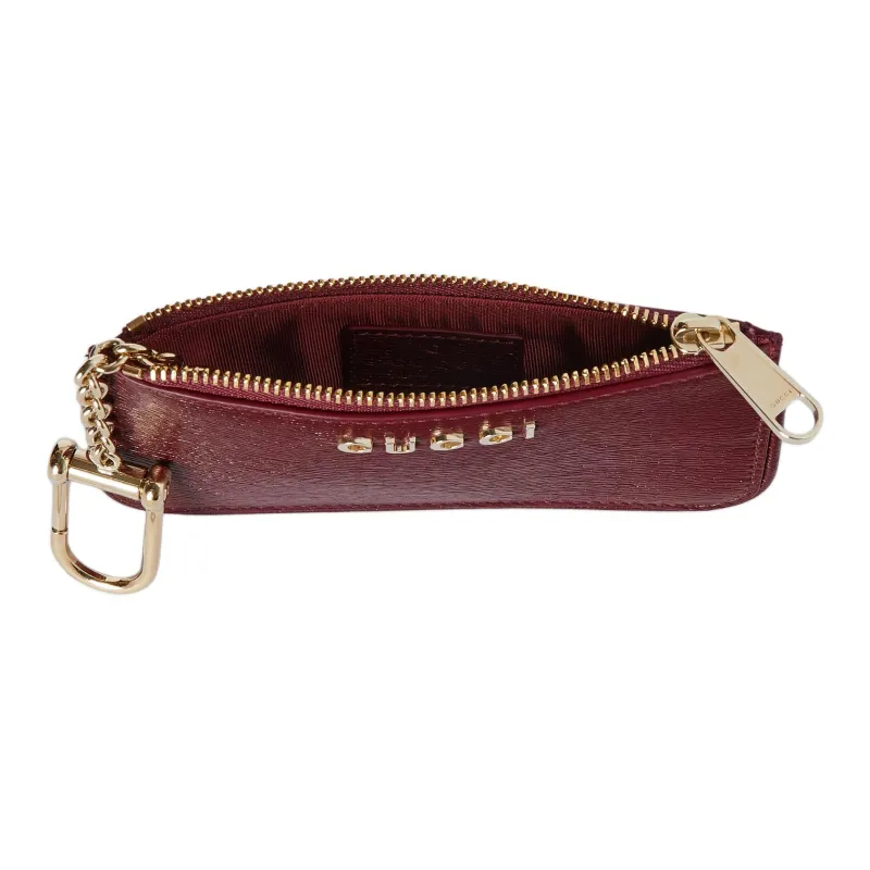 GUCCI Leather Key Pouch Regular Women's Ancora Red-3