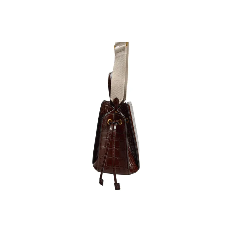 ZARA Polyurethane Bucket Bags Shoulder Bag Crossbody Bag Handbag Mini Women's Dark Brown-5