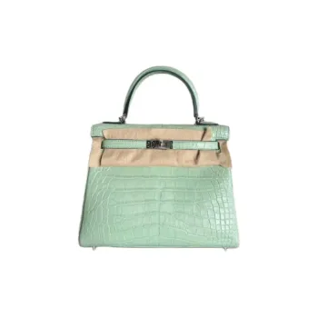 HERMES Kelly Matte Crocodile Leather Kelly Bag Handbag Regular Women's 6U Vert D'Eau Mint Green/Aqua Green