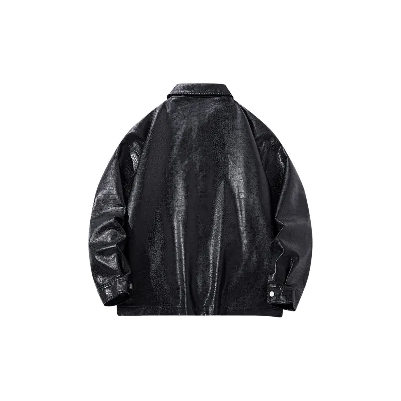 XIDELONG Leather Jacket Unisex Black-1