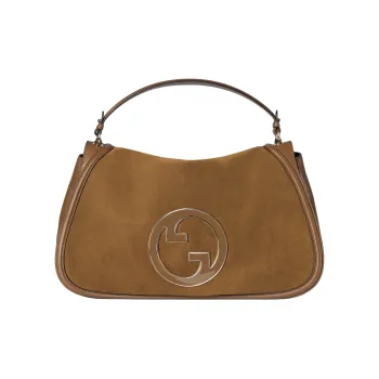 GUCCI Blondie Suede Shoulder Bag Crossbody Bag Handbag Large Size Women's Light Brown