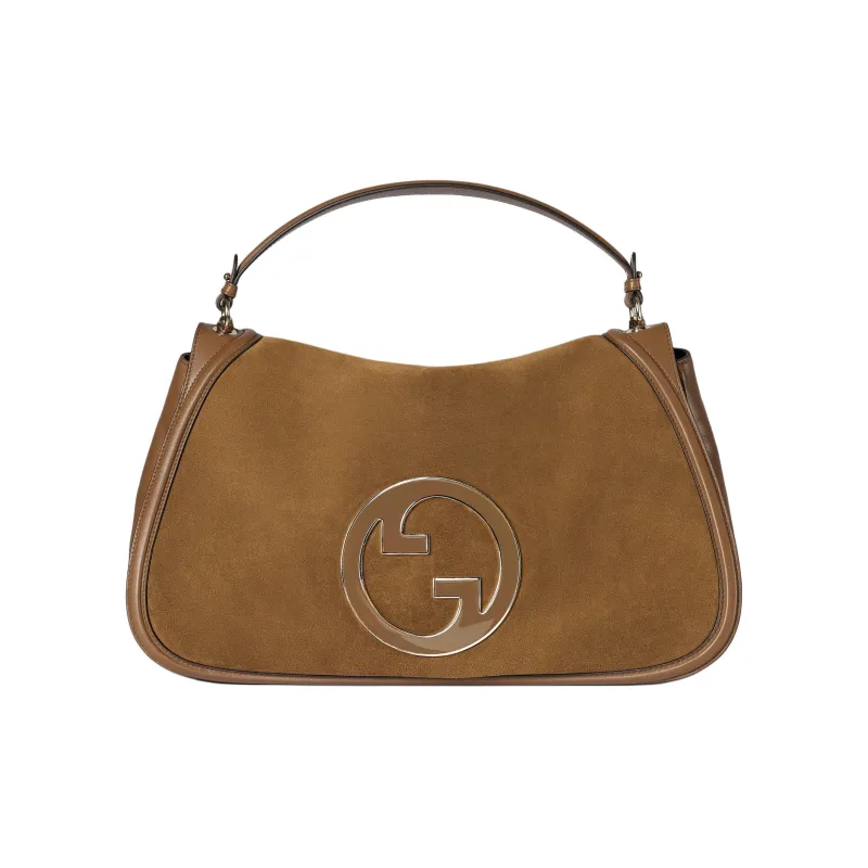 GUCCI Blondie Suede Shoulder Bag Crossbody Bag Handbag Large Size Women's Light Brown-0