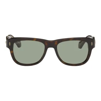 CARTIER Acetate Irregular Shape Sunglasses Men's Tortoiseshell