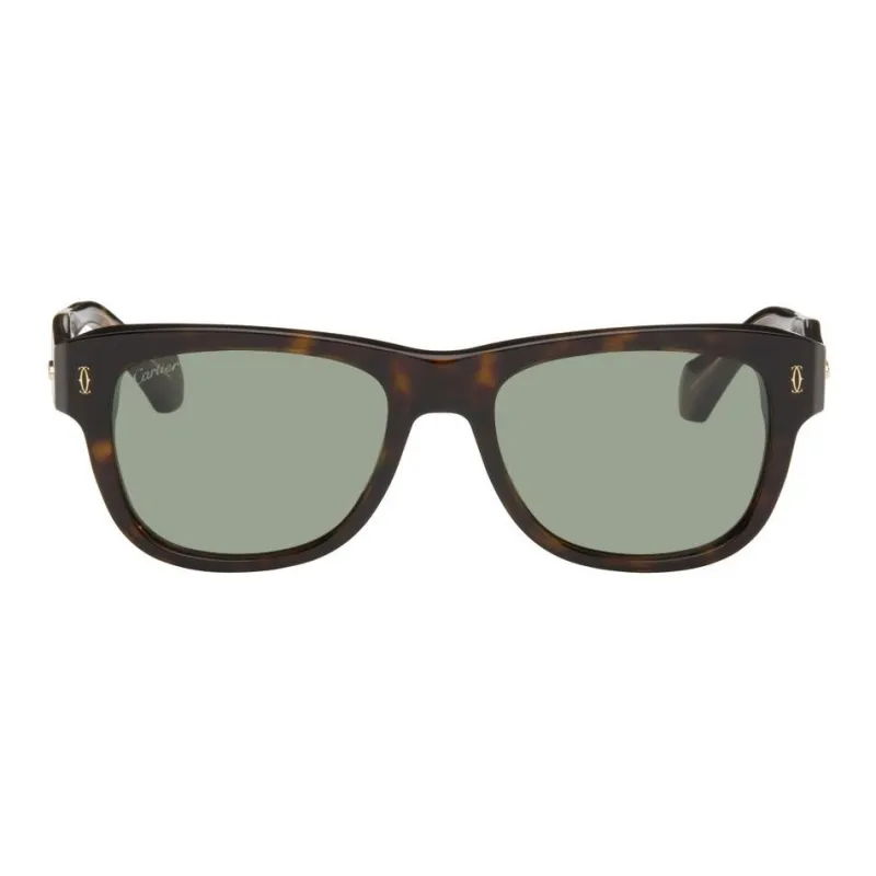 CARTIER Acetate Irregular Shape Sunglasses Men's Tortoiseshell-0