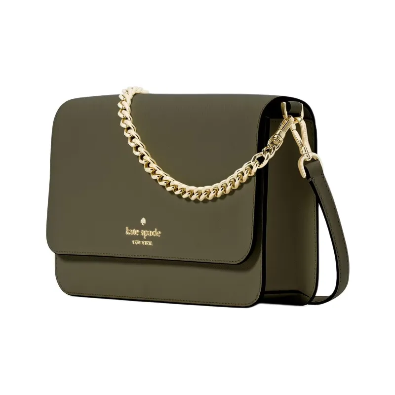 Kate Spade Saffiano Leather Shoulder Bag, Crossbody Bag Medium Size Women's Seaweed Green-1