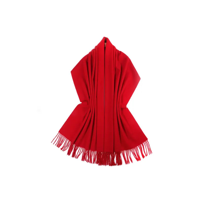 Shanghai Story Sheep Wool Knit Scarves Women's Red Shawl-12