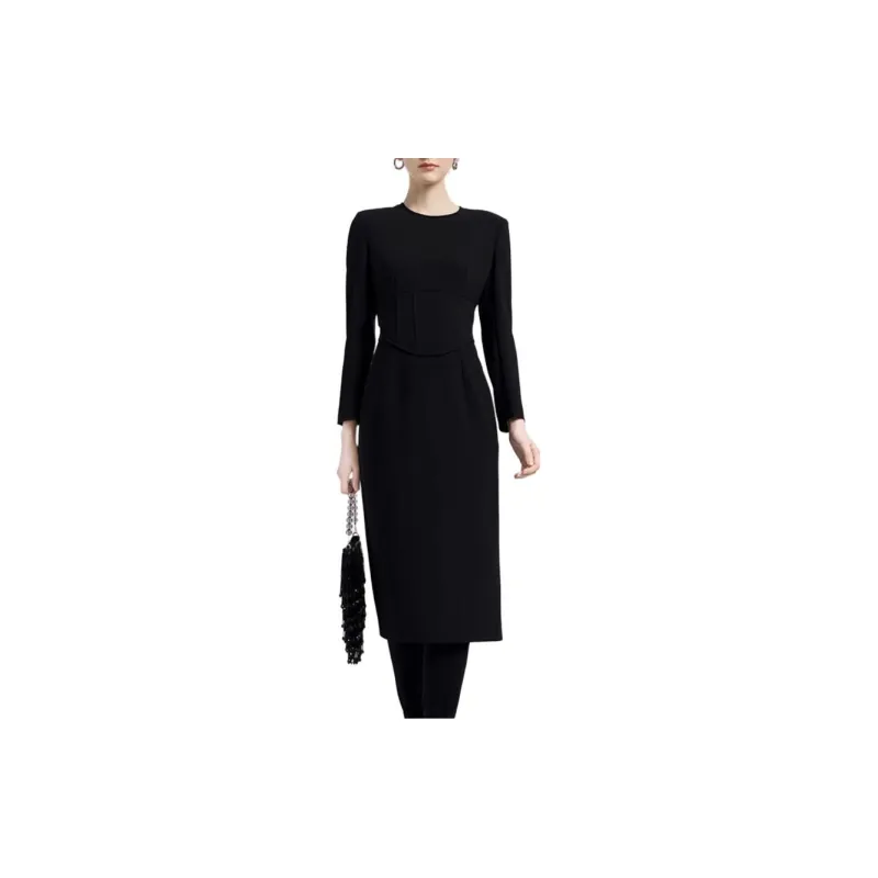 BESIONIA FW23 Long Sleeved Dresses Women's Black-2