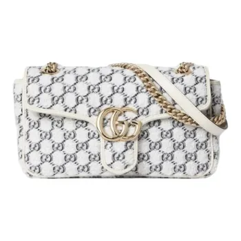 GUCCI GG Marmont Tweed Shoulder Bag, Crossbody Bag Trumpets Women's White