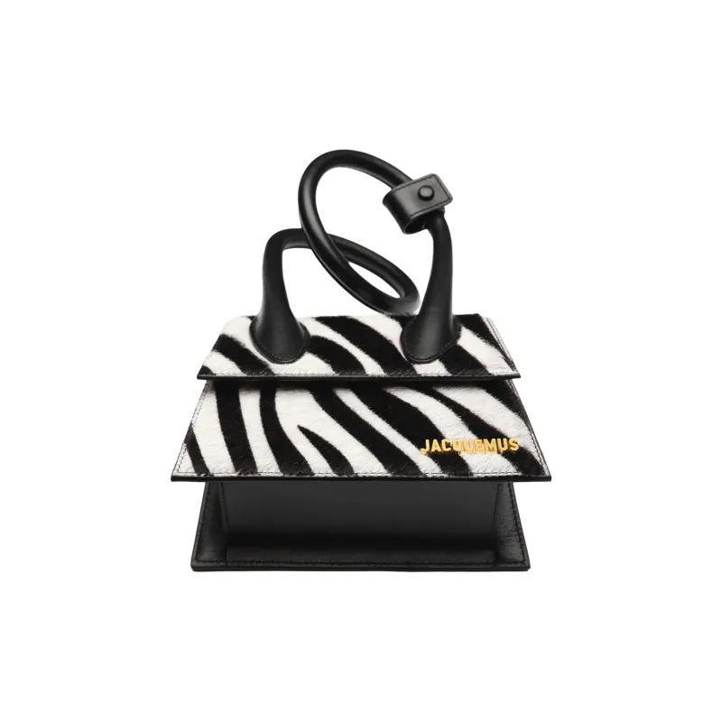 Jacquemus Horsehair Shoulder Bag Crossbody Bag Handbag Mini Women's Black & White-3