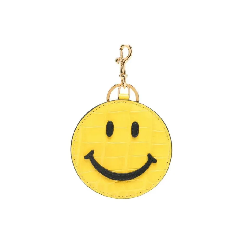 MOSCHINO Smiley-face Leather Keychain-1