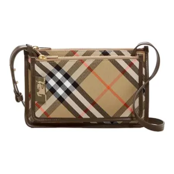 Burberry Cotton Fabric Shoulder Bag Crossbody Bag Women's Sand & Multicolor