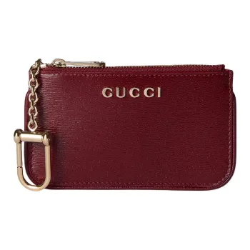 GUCCI Leather Key Pouch Regular Women's Ancora Red
