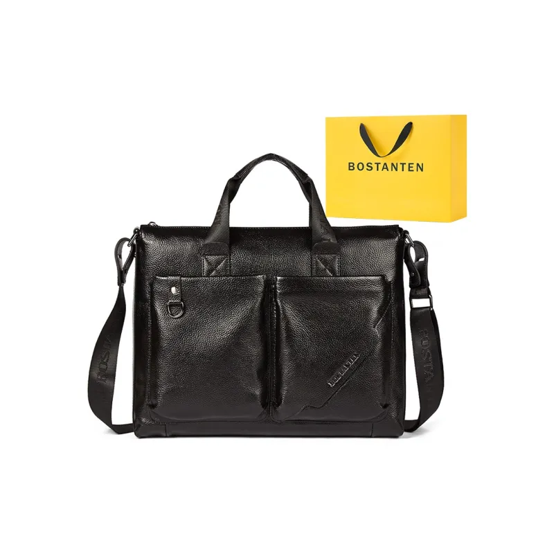 BOSTANTEN Cow Leather One Shoulder Handbags Men's Black/Coffee-0