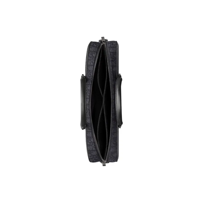 DIOR Cotton One Shoulder Crossbody Portable Briefcase Men's Black-2