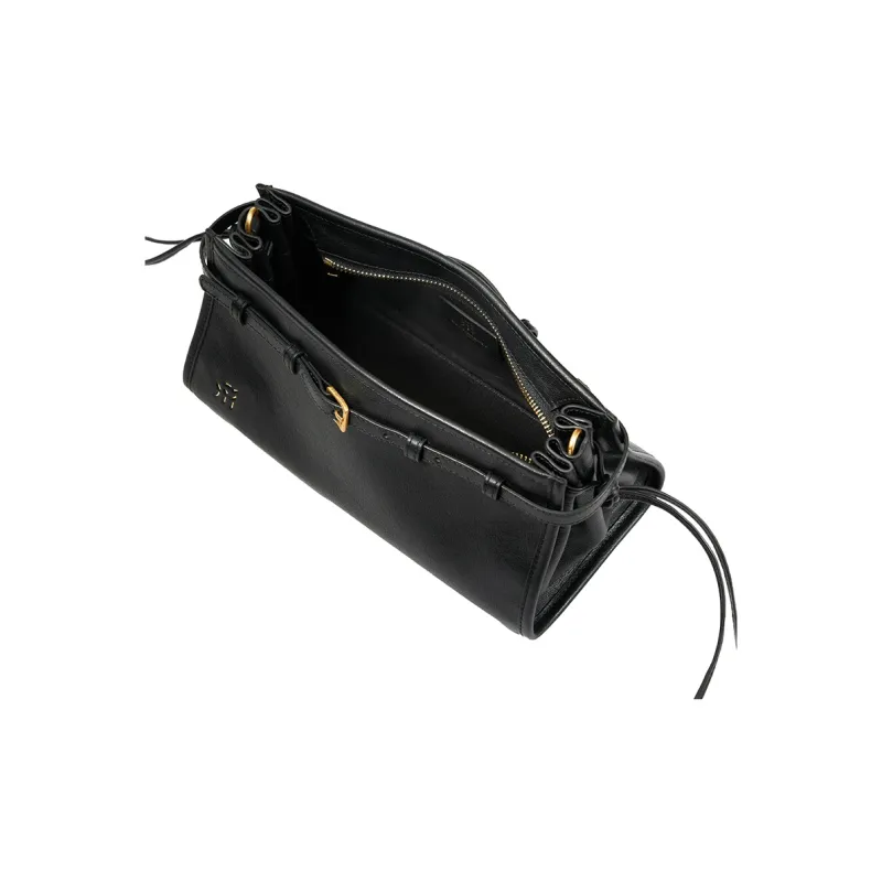 SUPERMERCY Vegetable Tanned Cow Leather Boston Bag Shoulder Bag Crossbody Bag Medium Size Women's Ink Black-5