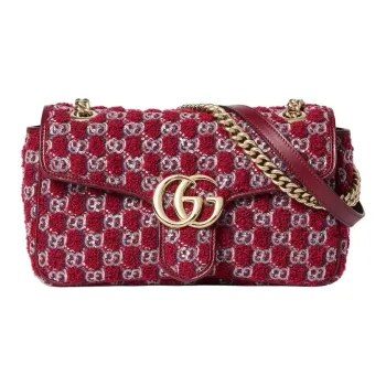 GUCCI Tweed Shoulder Bag Trumpets Women's Red