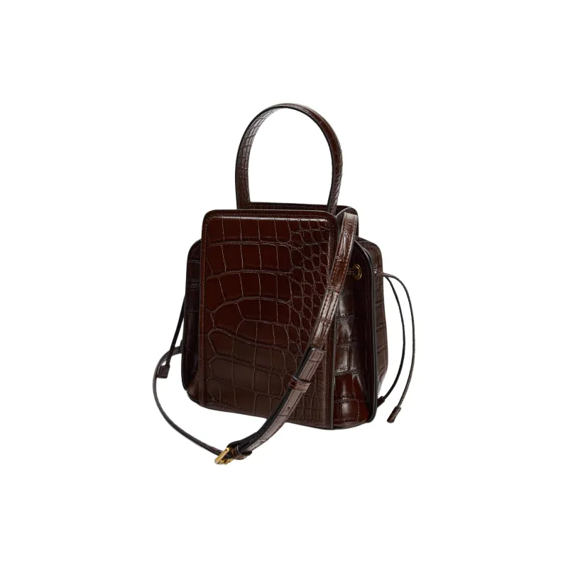 ZARA Polyurethane Bucket Bags Shoulder Bag Crossbody Bag Handbag Mini Women's Dark Brown-4