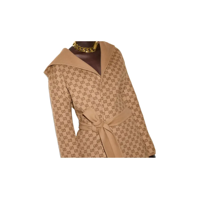 GUCCI Silk Wool Blend Coat 'Camel/Brown'-5