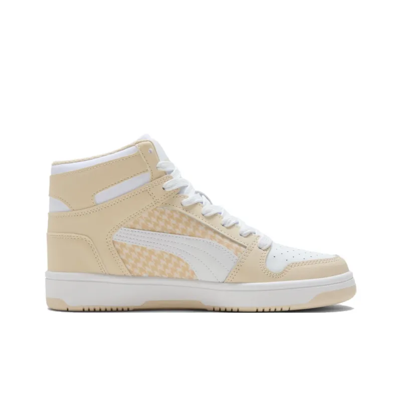PUMA Rebound Layup Anti Slip Wear Resistant High Top Skateboard Shoes Women's Beige-1