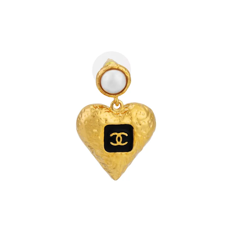 CHANEL Pearl Earrings Unisex Gold-1