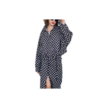 BESIONIA SS23 Cropped Coat Women's Black White Pattern