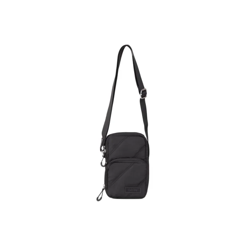 GANNI Fabric Cell Phone Pouch Shoulder Bag Crossbody Bag Small Size Women's Black-0