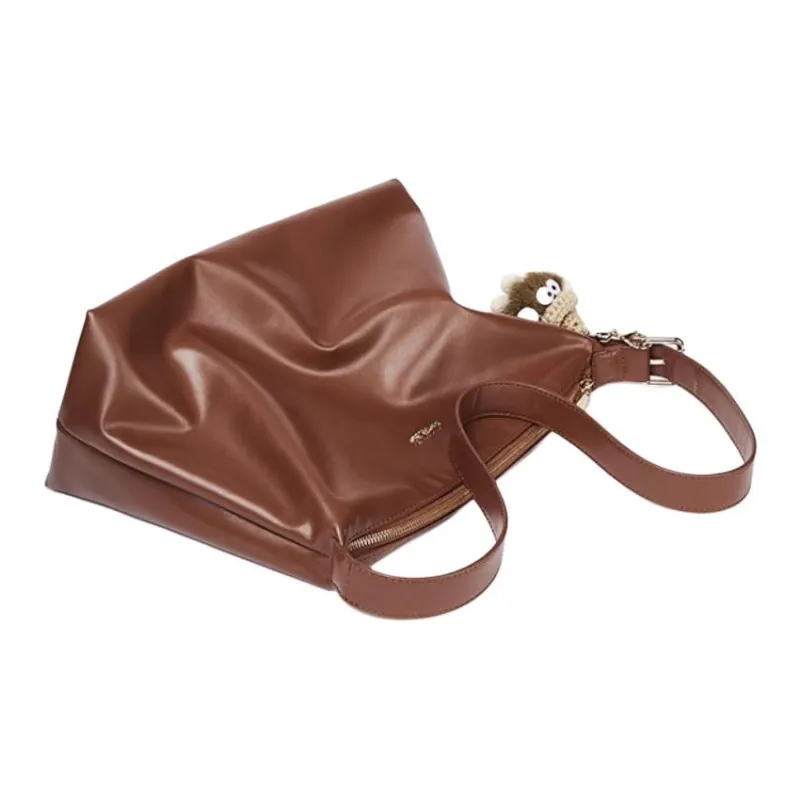 JOSINY PU Tote Bag Shopping Bag Handbag Shoulder Bag Medium Size Women's Premium Brown/Black-7
