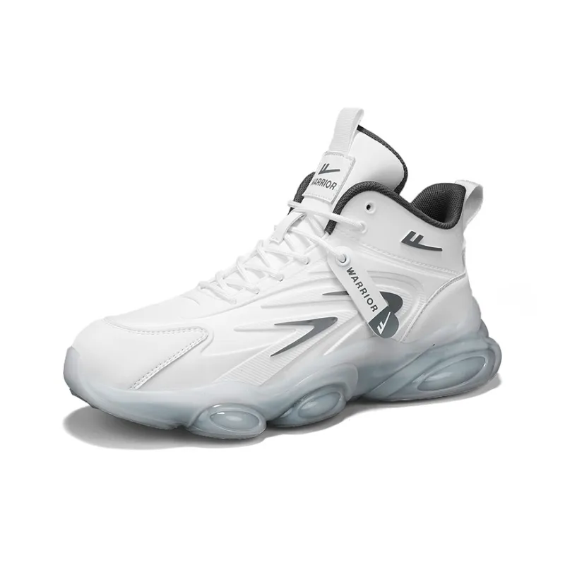 Warrior Anti Slip And Wear Resistant Lightweight Height Increasing Coverage Low Top Running Shoes Men's White Gray-2
