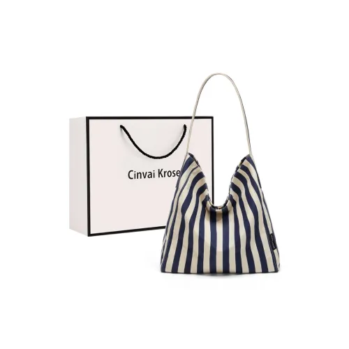 Simvay Clos Fabric The Bag Shopping Bag Shoulder Bag Large Size Women's Blue White Stripes