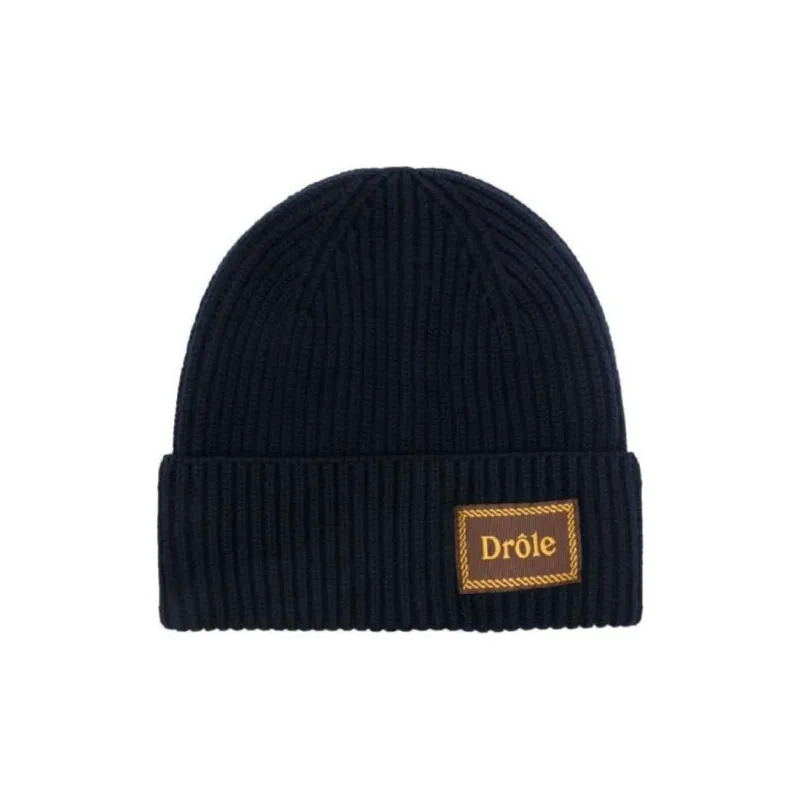 DROLE DE MONSIEUR Logo Patch Turn Up Hem Beanie-0
