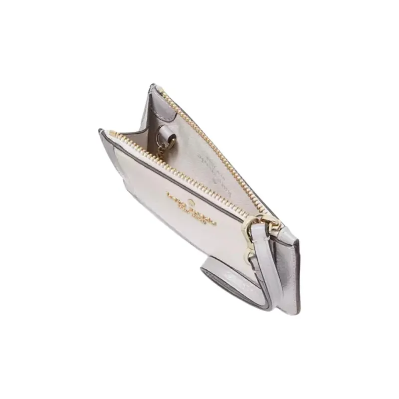 Kate Spade Litchi Grain Leather Card Holder Trumpets Women's Gray-4