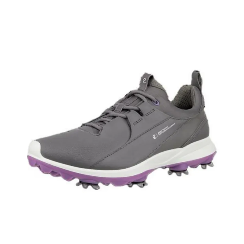 Ecco Anti Slip Wear Resistant Low Top Golf Shoes Men's Gray Purple-2