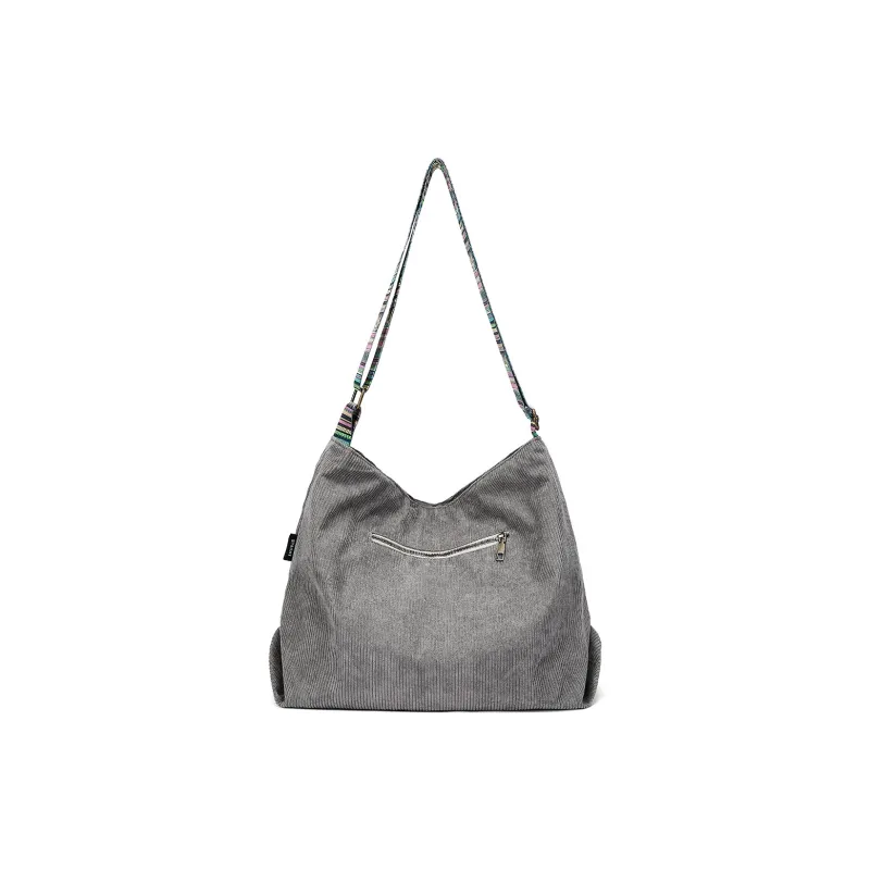 ST&SAT Fabric Shoulder Bag, Crossbody Bag, Tote Bag Large Size Women's Brown/Gray-11