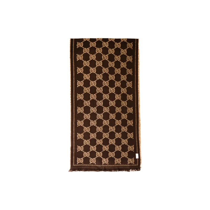 GUCCI Knit Scarves Men's Coffee Brown-0