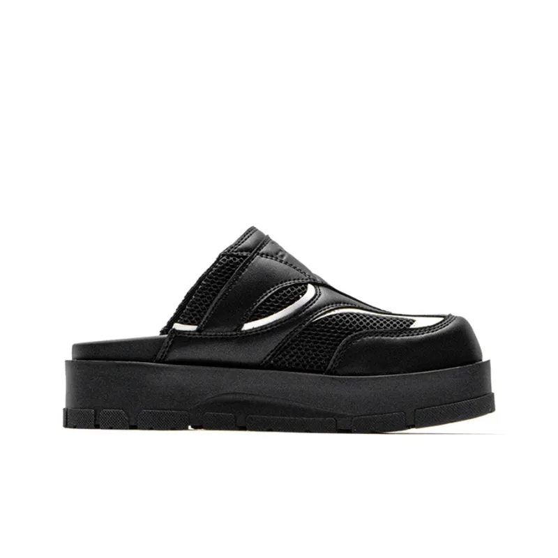 Mule Donkey Abrasion Resistant Quiet Slide Slippers Unisex Black-1