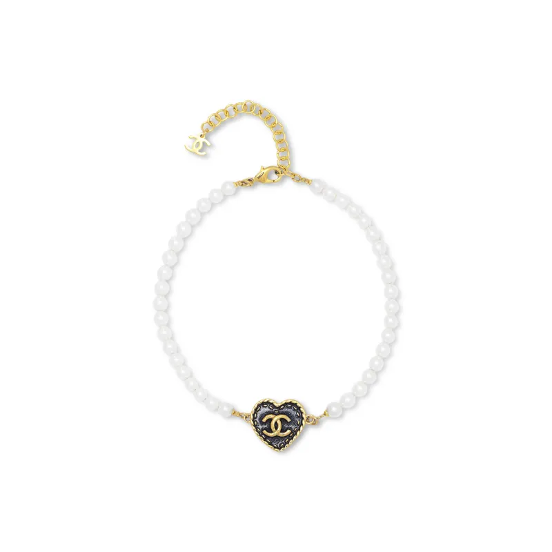 CHANEL Metal Artificial Pearl Necklaces Women's Blue-0