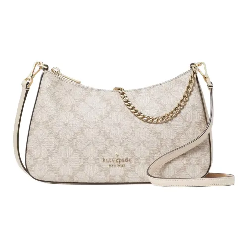 Kate Spade Flower PVC Handbag Shoulder Bag Crossbody Bag Medium Size Women's Light Beige Multicolor