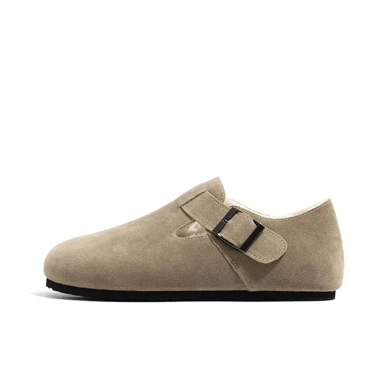 Old Meow Flat Round Tip Buckle Fully Enclosed Casual Shoes Women's-7