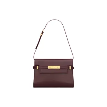 SAINT LAURENT MANHATTAN Calfskin Handbag, Shoulder Bag Small Size Women's Red Brown