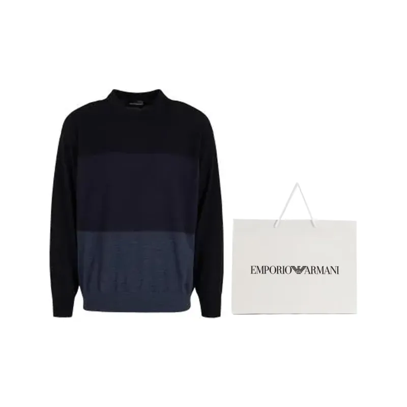 EMPORIO ARMANI Virgin Wool Jumper With Oversized Colour block Stripes-4