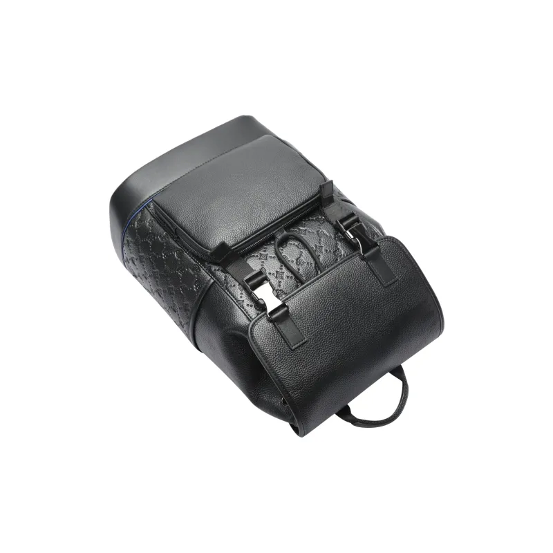 BOPAI Top Grain Cow Leather Backpack Regular Men's Black-3