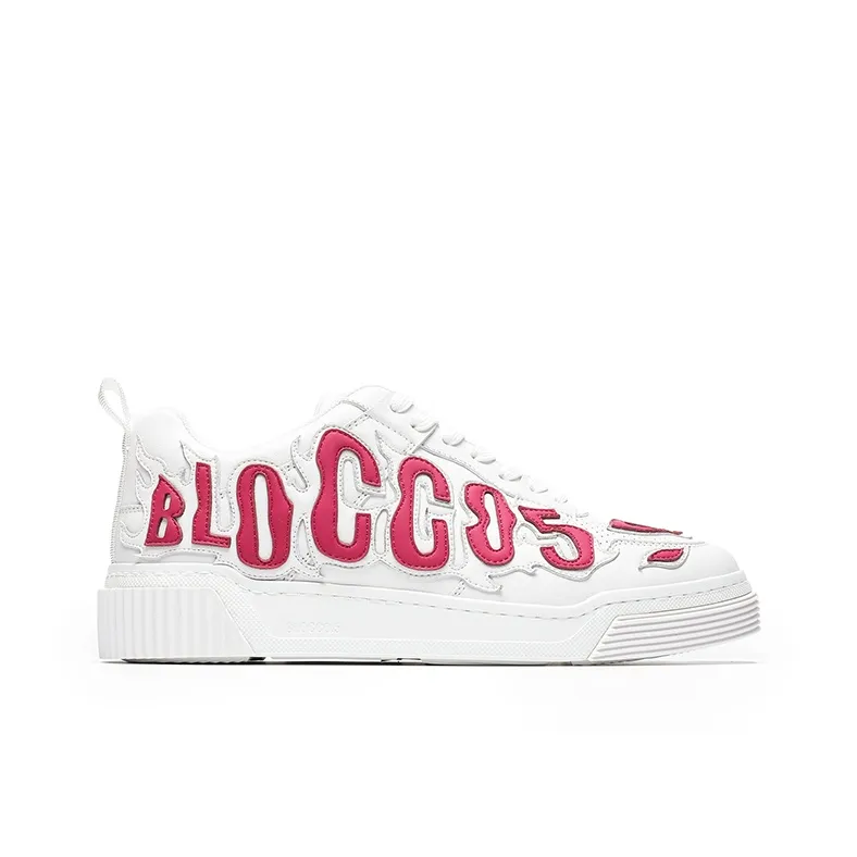BLOCCO5 Letter Shoes Stylish Skateboarding Shoes Unisex Red White-4