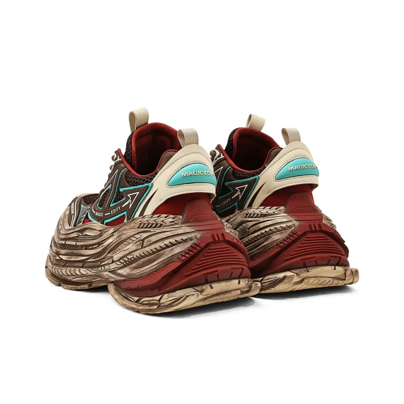 KMD Cushioning, Breathable, Height Increasing Low Top Chunky Sneakers Women's Coffee-3