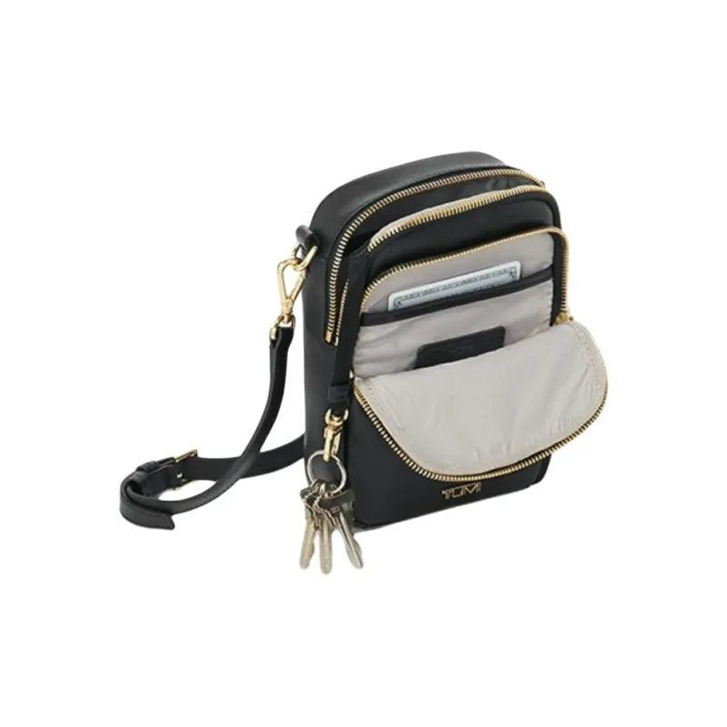 TUMI Cow Leather Shoulder Bag, Crossbody Bag Trumpets Women's Black-1