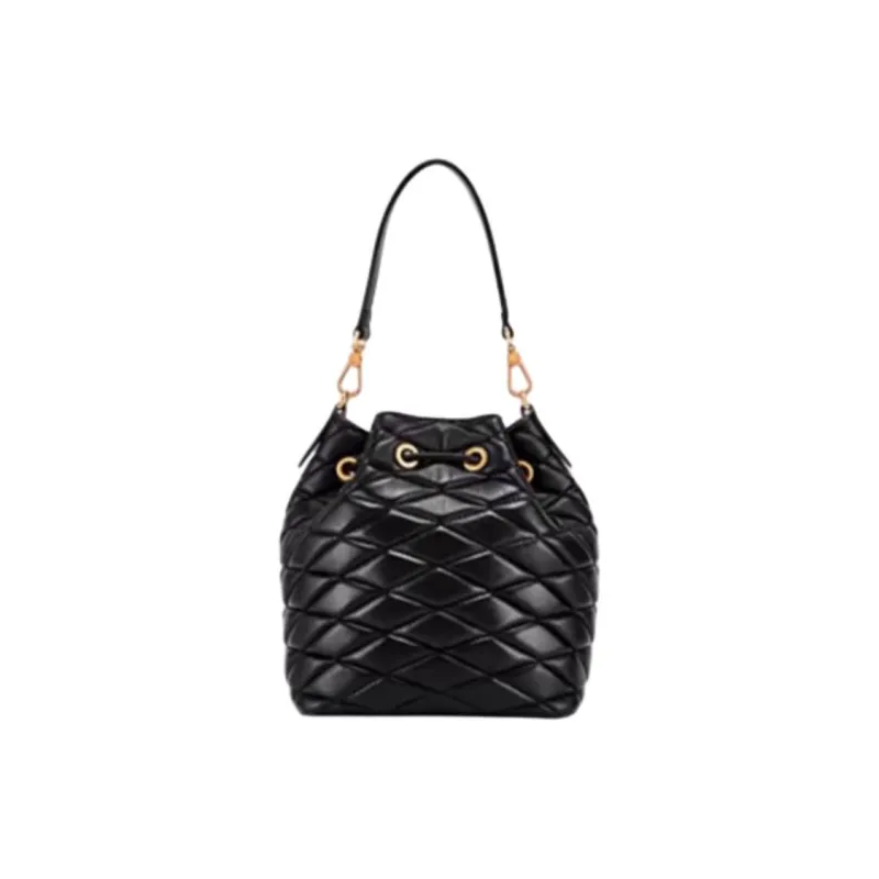 Hush Puppies Sheepskin Bucket Bags Shoulder Bag Crossbody Bag Handbag Medium Size Women's Black/grey Apricot-4