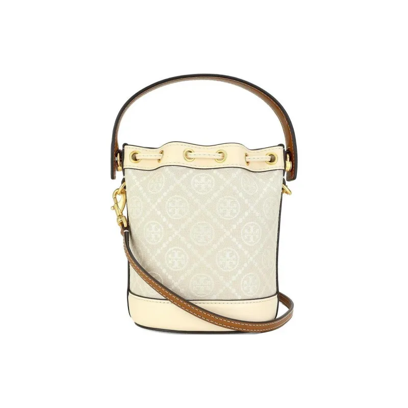 TORY BURCH Mini T Monogram Bucket Bag Ivory-2