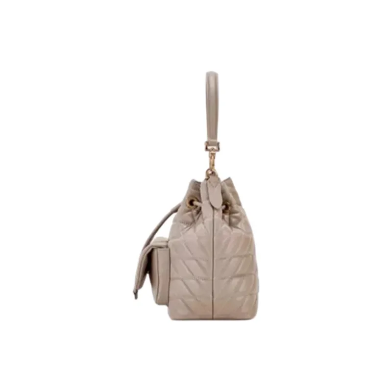 Hush Puppies Sheepskin Bucket Bags Shoulder Bag Crossbody Bag Handbag Medium Size Women's Black/grey Apricot-9