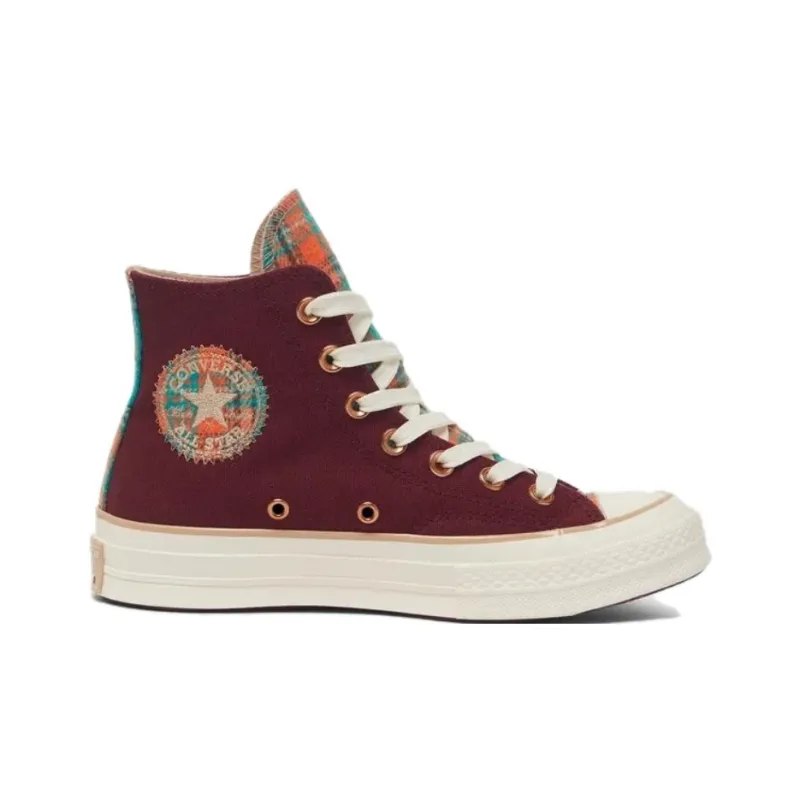 Converse Women's Chuck 70 High 'Canvas & Plaid Deep Bordeaux'-1